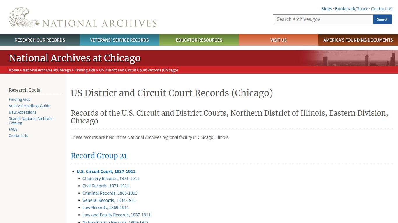 US District and Circuit Court Records (Chicago) - National Archives
